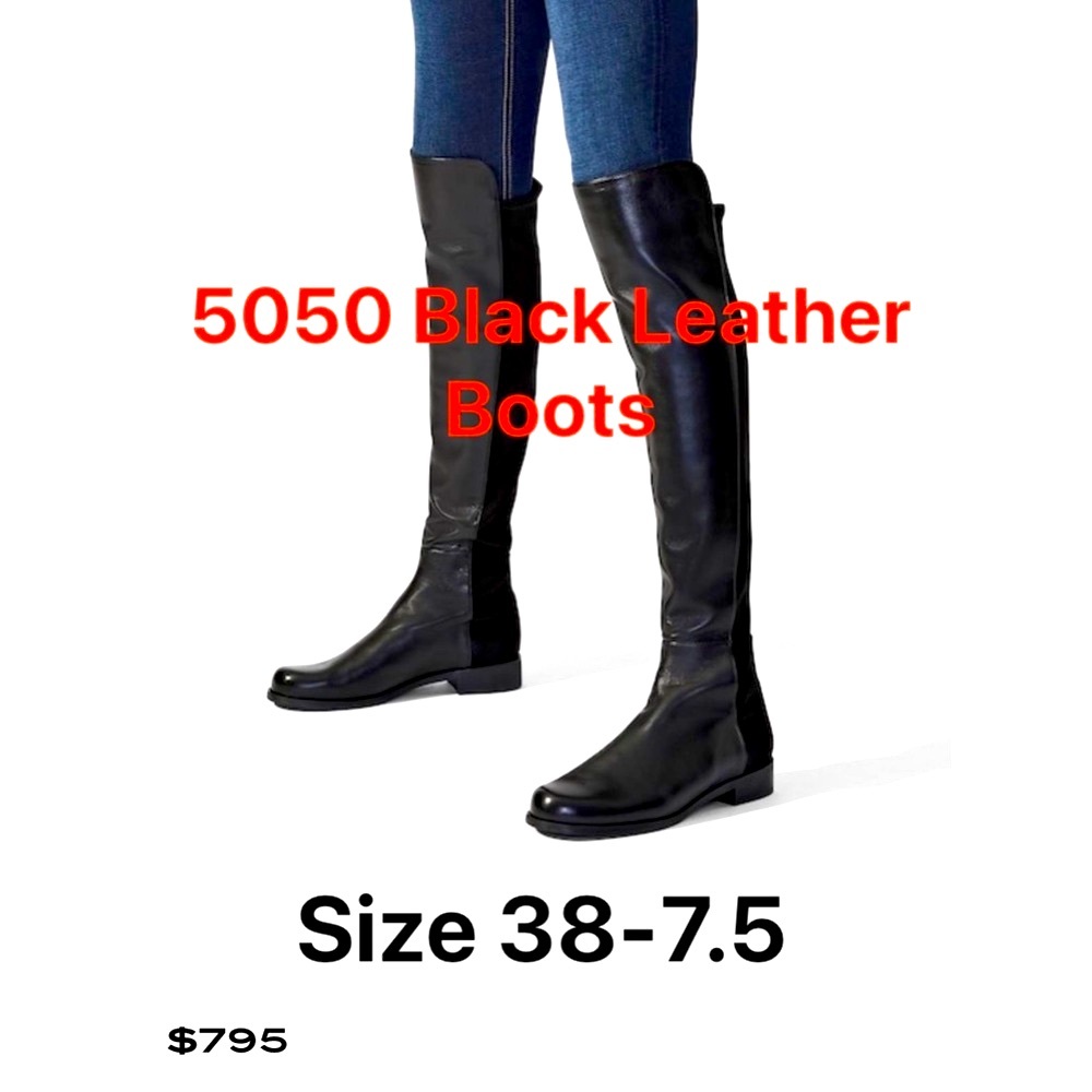 Like new Stuart Weitzman 50/50 black boots size 38 (7.5) with a box.